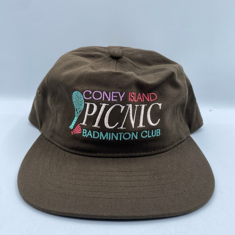 Coney Island Picnic HatBadminton Club Cotton Brown Baseball Cap Snapback NWOT